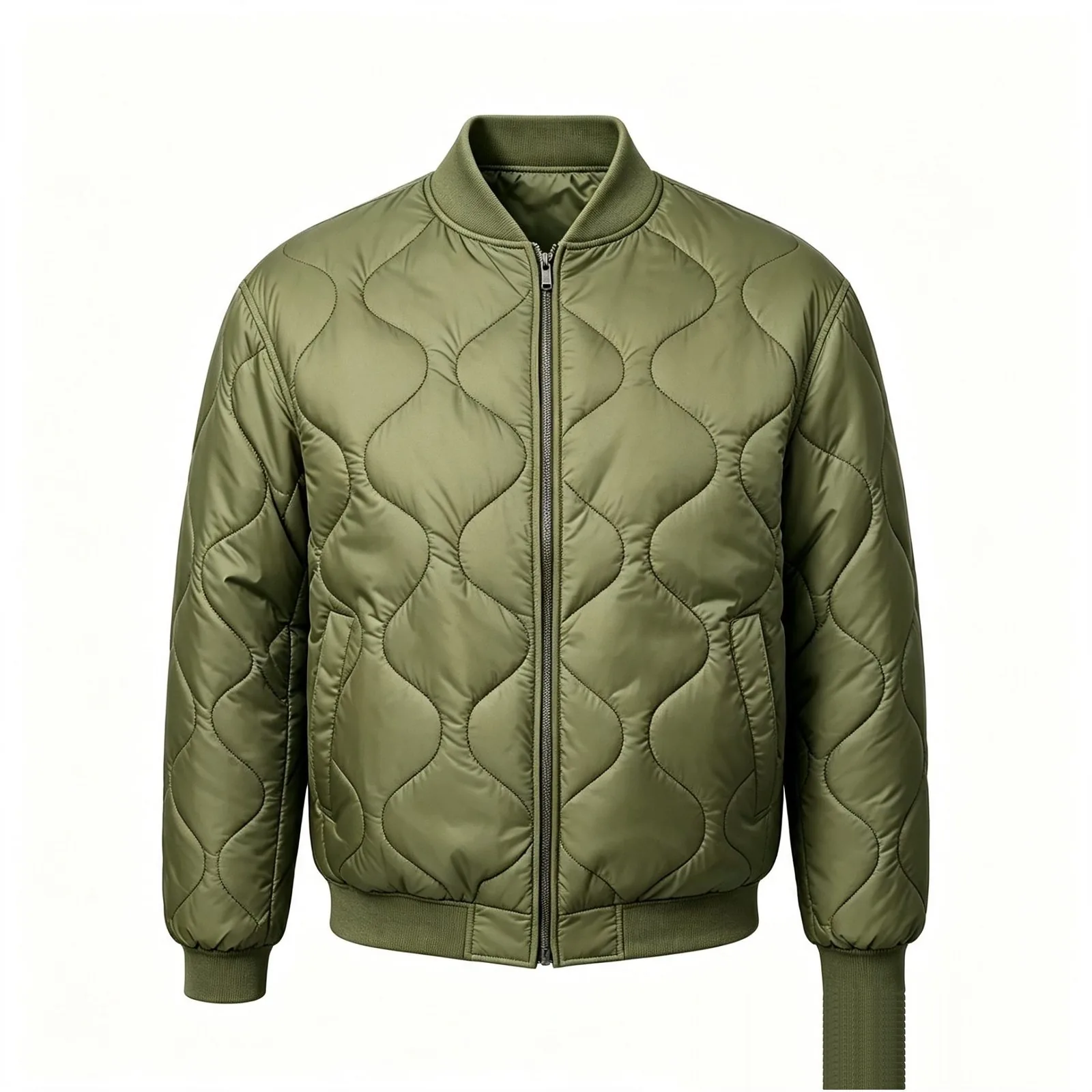 Olive Quilted Bomber Winter Jacket