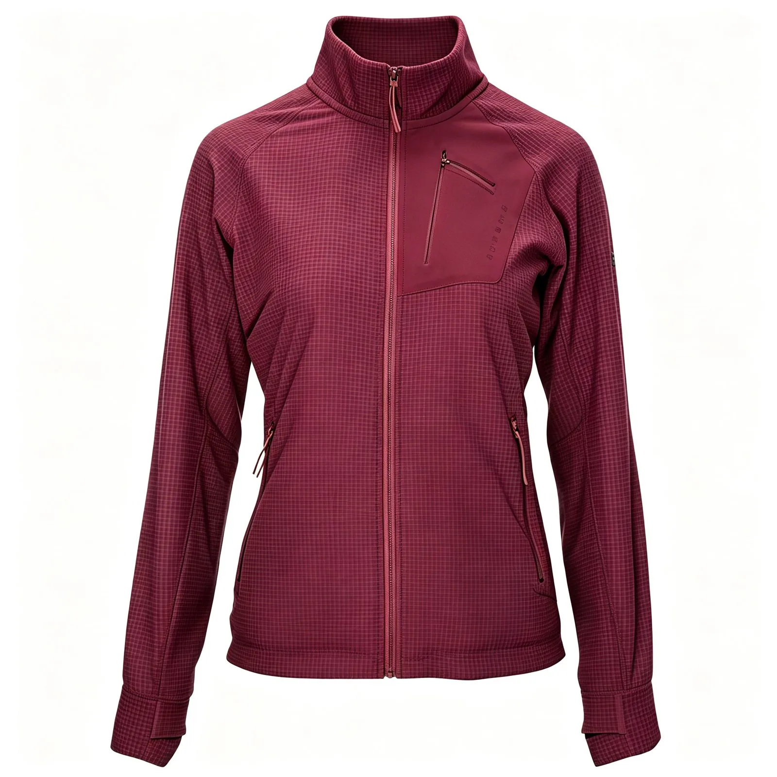 Burgundy Grid Fleece Jacket