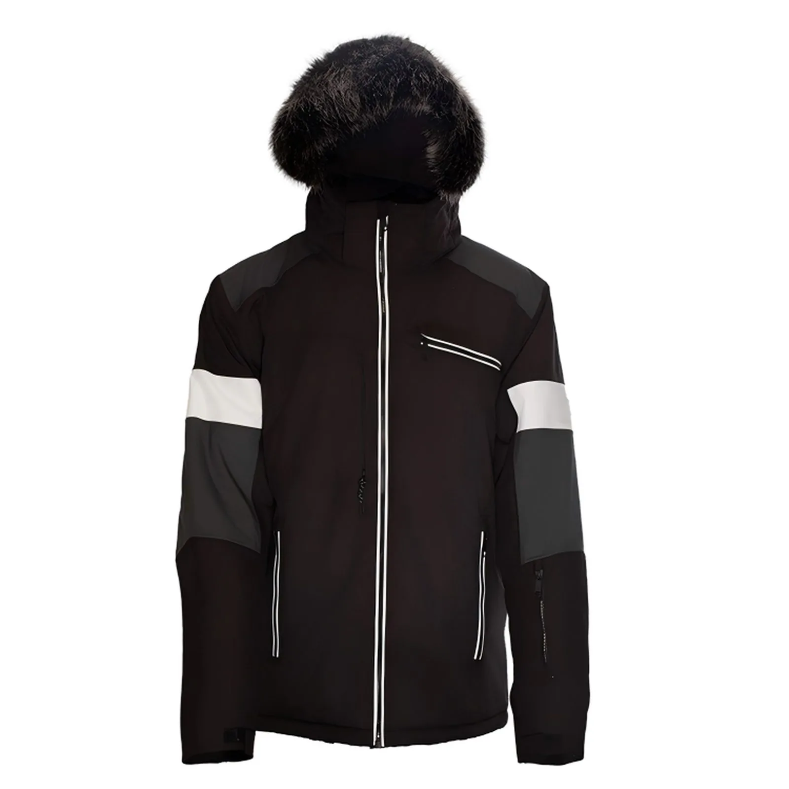 Black Fur Hood Men Winter Jacket