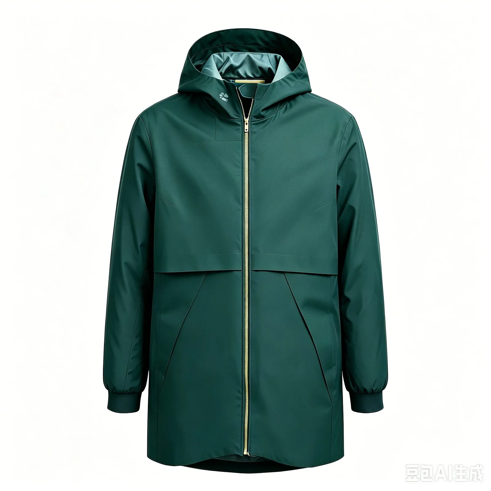 Ultralight 3L shell jacket, long cut, in green — 80gsm packable OEM