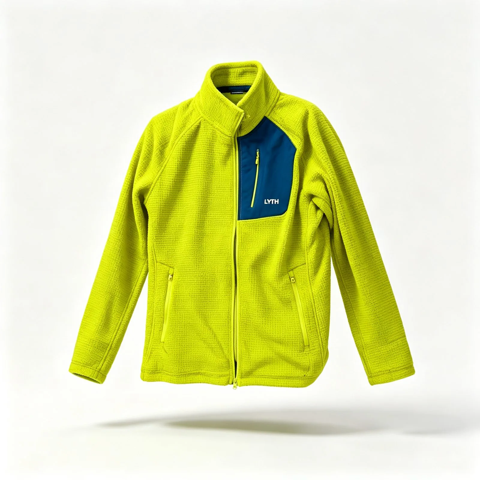 Custom grid fleece jacket in yellow — recycled mid-layer OEM