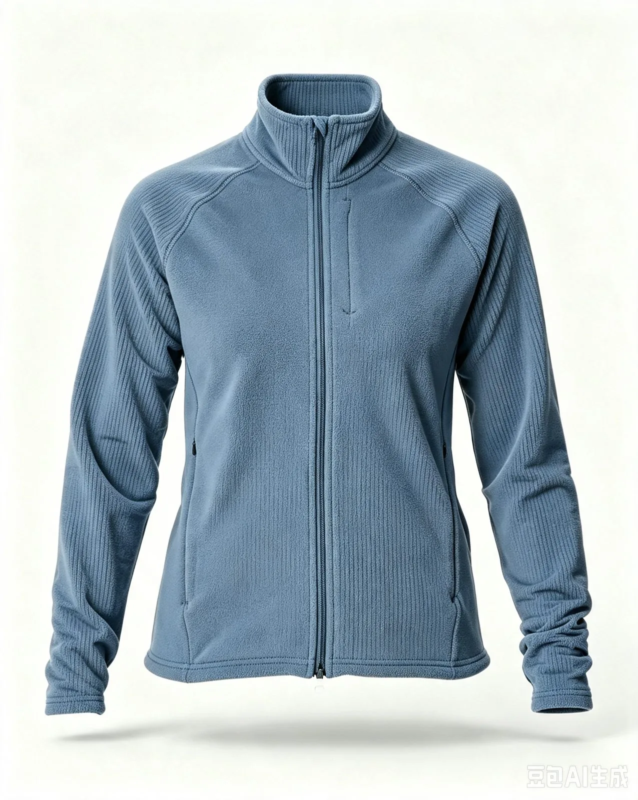 Custom stripe fleece jacket in blue — recycled mid-layer OEM