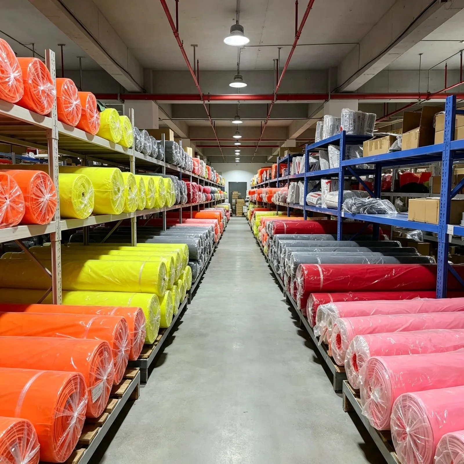 Fabric warehouse and incoming inspection area — LYTH BSCI audited production facility