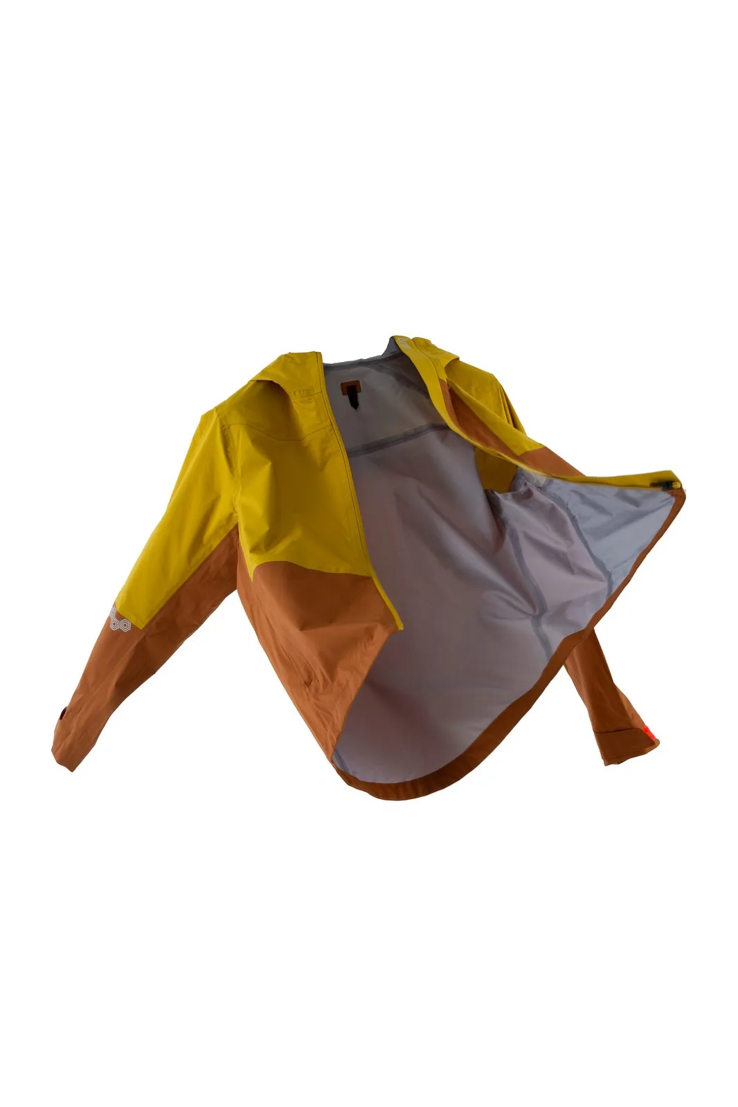 Ultralight 3L shell jacket floating to show no lining construction
