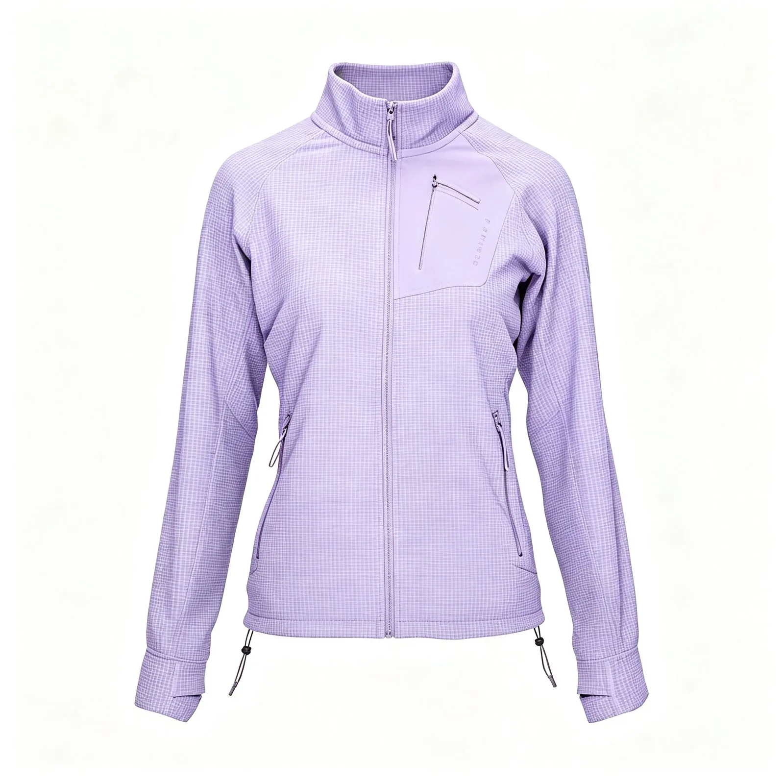 Custom grid fleece jacket in purple — recycled mid-layer OEM