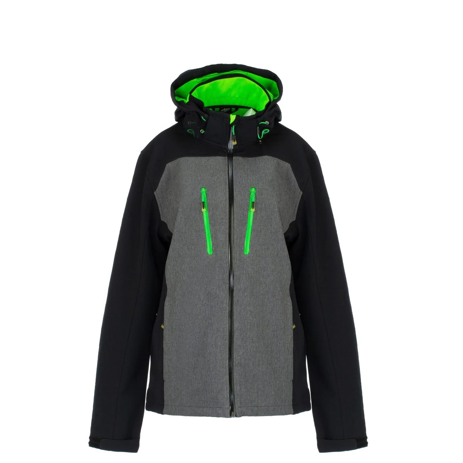 Grey-Black Hooded Softshell Jacket