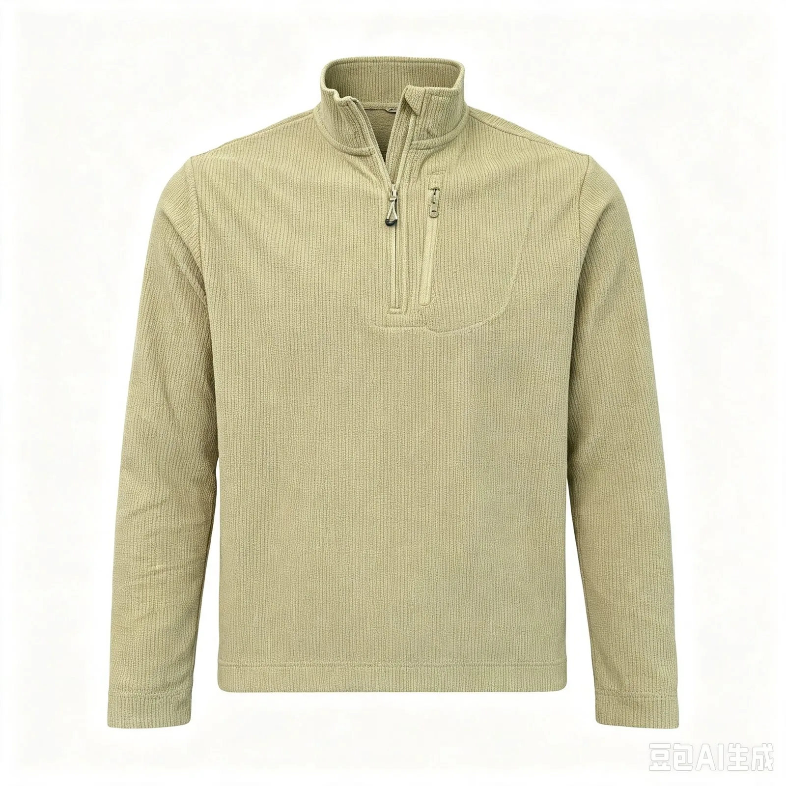 Custom grid fleece half-zip jacket in beige — recycled mid-layer OEM